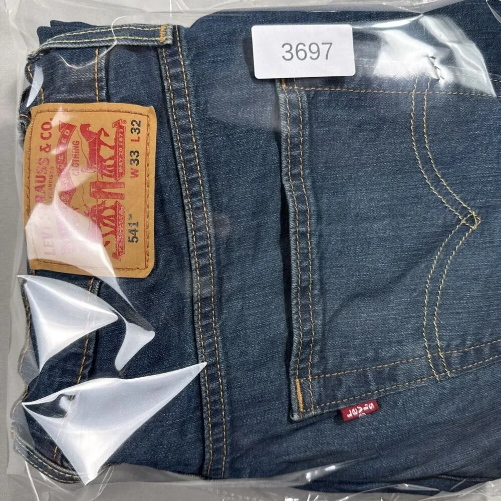 Levis Mens 541 Size 33 x 32 Athletic Fit Jeans Dark Wash Denim
